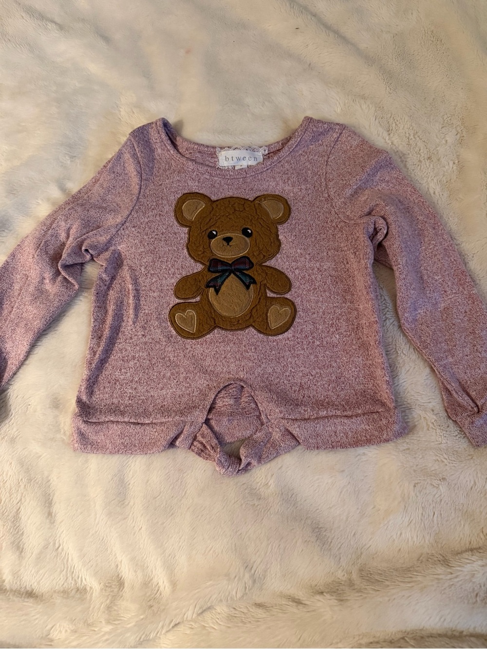 Btween Girls Pink Teddy Bear Long Sleeve Top Size 5